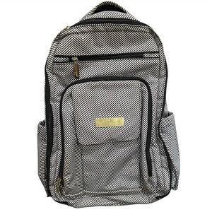 JuJuBe Be Right Back backpack diaper bag in Queen of the Nile chevron pattern